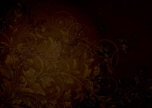Grunge Textured Floral Dark Brown Background.