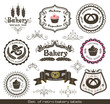 Set of vintage retro bakery labels and decoration elements.