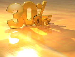 Wall Mural - 3D 30 Percent Gold Text