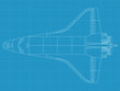 High detailed vector of a space shuttle on blueprint paper