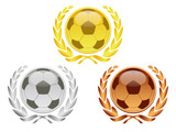 Fototapeta Do przedpokoju - Fußball - Lorbeerkränze Gold, Silber , Bronze