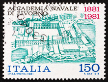 Postage Stamp Italy 1981 Shows View Of Naval Academy Of Livorno
