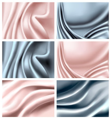 Set of elegant colorful silk texture. Vector illustration.