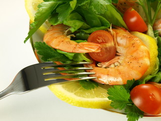 Wall Mural - Shrimp salad, closeup