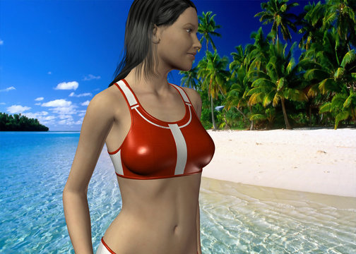 RAGAZZA IN SPIAGGIA 3D