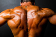 © michaeljung - muscular bodybuilder's back on black background