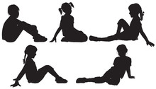 Silhouettes Of Sitting Girls
