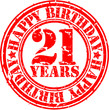 21 years happy birthday rubber stamp