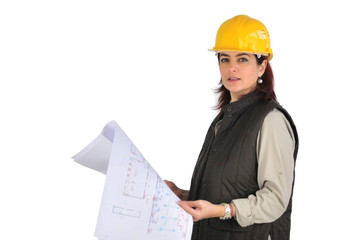 Wall Mural - Female architect plans