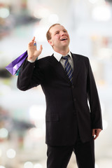 happy shopping businessman