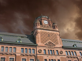 Sticker - Storm approaching Post Office Building in Stockholm