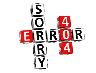 Poster - 3D Error 404  Sorry Crossword