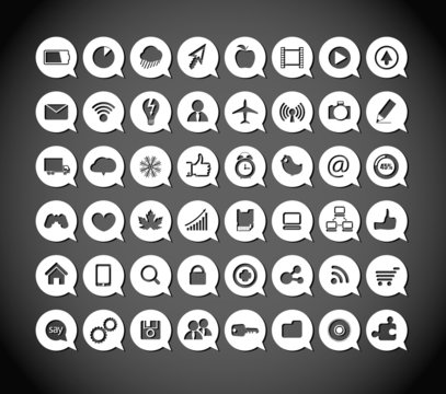 Paper media icons in clouds