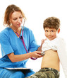 © lenets_tan - A female doctor is examining boy with a stethoscope