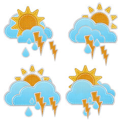 weather forecast icon in fabric style .