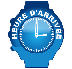 Sticker - heure d'arrivée sur montre bleue