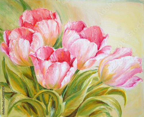 Naklejka na szybę Oil Painting tulips