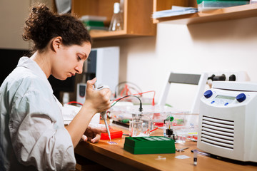 Researcher works at lab