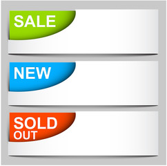 Canvas Print - sale, sold, new - vector corner icons