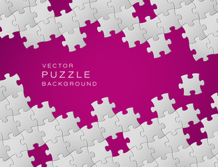 Vector purple background made from white puzzle pieces