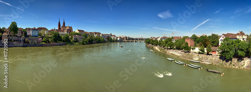 Dekoracja na wymiar panoramiczny-strzal-rhine-skrzyzowanie-basel-szwajcaria