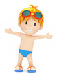 3d render of a kid in swim wear