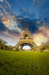 Wall Mural - Front view of Eiffel Tower from Champ de Mars