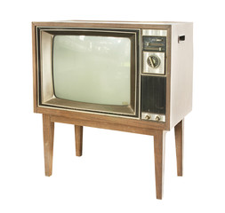Wall Mural - vintage tv isolated on white background