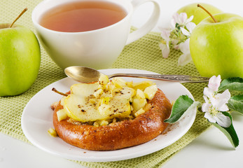 Wall Mural - Apple cakes with  tea cup