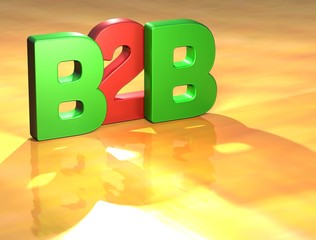 Sticker - Word B2B on yellow background