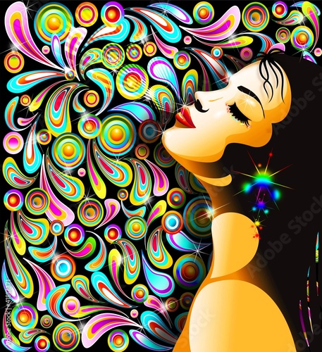 Naklejka na meble Bella Ragazza Bacio-Girl's Kiss-Colorful Pop Art Design