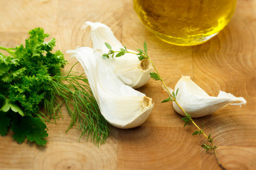 Canvas Print - Garlic and herbs