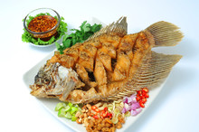 Deep Fried Fish With Herbal Sauce