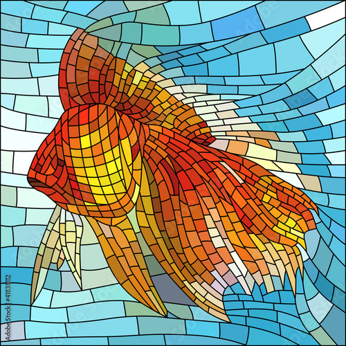 Plakat na zamówienie Vector illustration of gold fish.