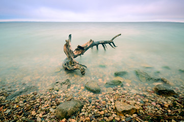 stones view on lake beach