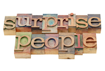 Wall Mural - surprise people in wood type