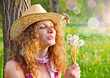 canvas print picture Mädchen mit Pusteblumen / dandelion-12