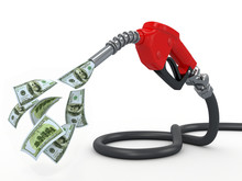 Gas Pump Nozzle And Dollar On White Background