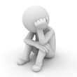 © masterzphotofo - Sad 3d man sitting on white background