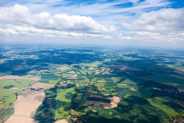 Sticker - aerial view of village landscape with clouds