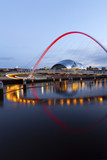 The Gateshead Millennium Bridge over the River Tyne, UK.