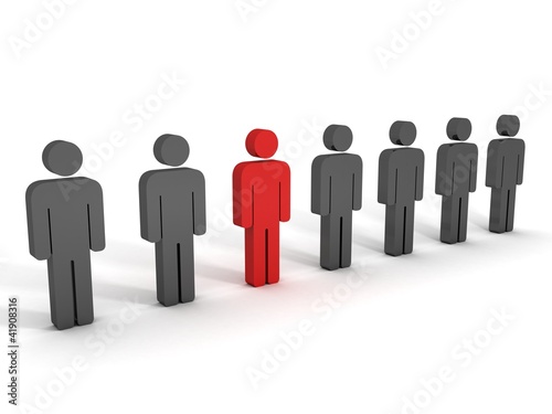 one different red person figure in team group