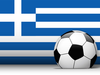 Greece Soccer Ball with Flag Background