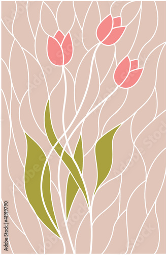 Obraz w ramie stained glass with floral motif