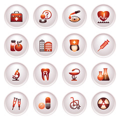 Poster - Medicine  icons set 2. Black red series.