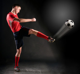 Poster - soccer player strikes