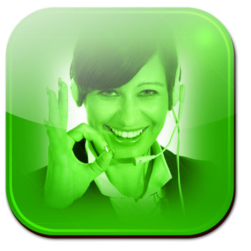 App Symbol Frau mit Ok Zeichen Nahaufnahme