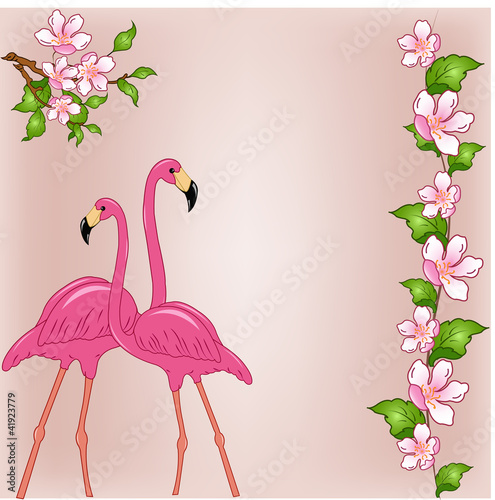 Plakat na zamówienie Two enamoured flamingos