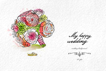 Poster - Wedding watercolor bouquet