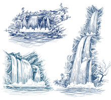 Water Falls Vector Drawing